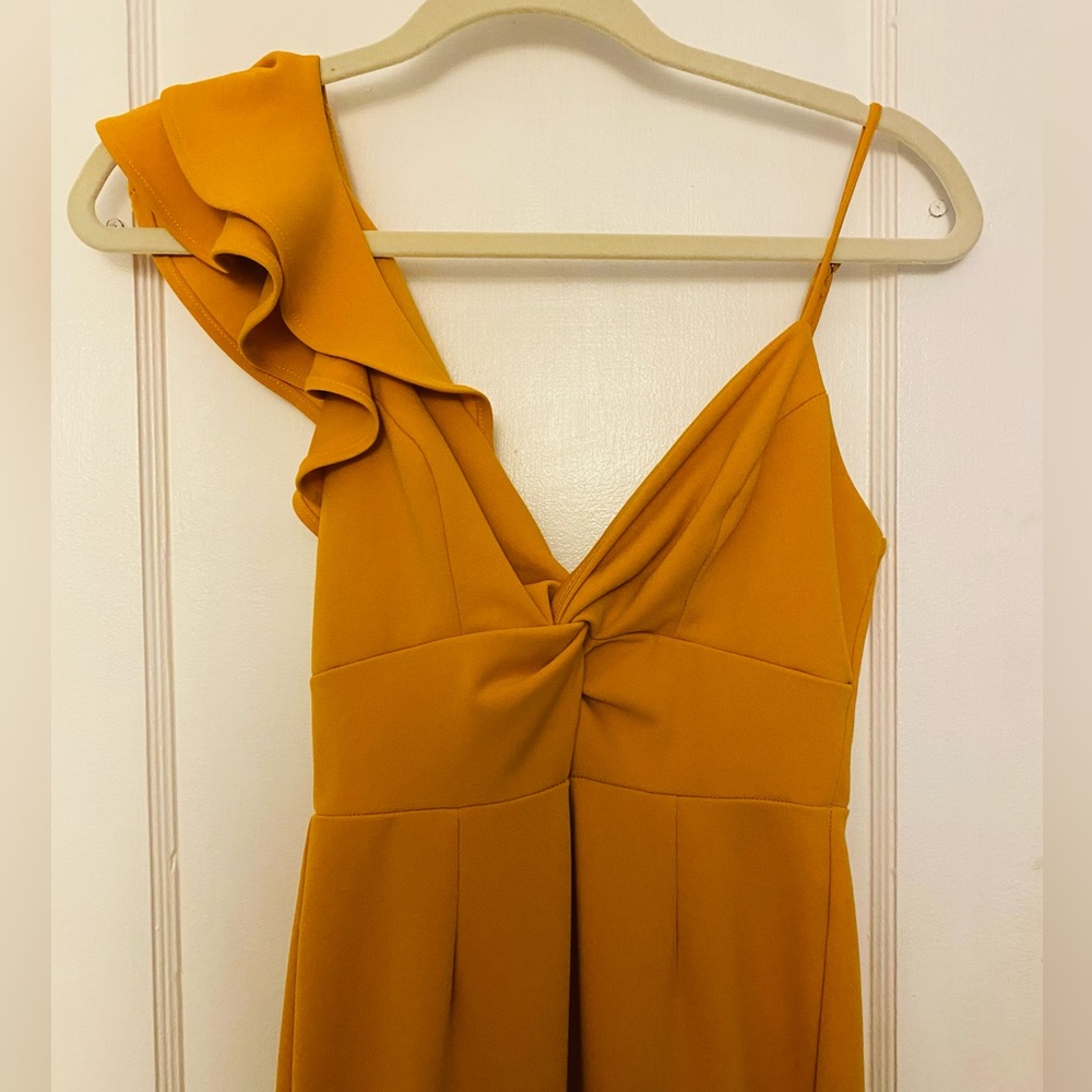 WOMEN’S RUFFLE STRAP TWIST BUST DRESS MUSTARD - XS - Picture 8 of 8